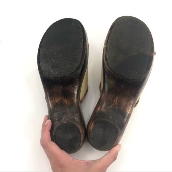 Frye Wooden Boho Platform Clog Sandals Size 7 Boho Casual Hippie Cute Slides - Picture 6 of 7